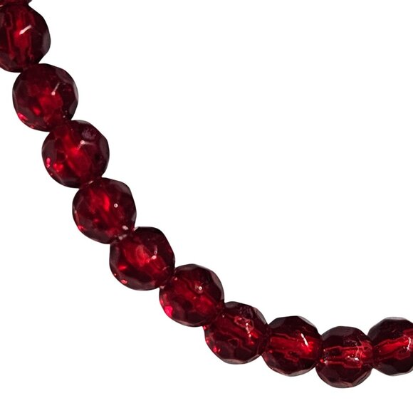 Retro Faceted Red Beaded Stretch Bracelet Minimalist Fashion Jewelry Women - Picture 2 of 3